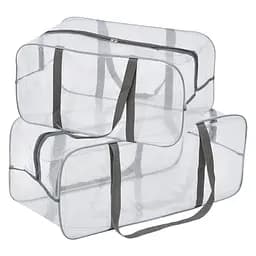 Набор прозрачных сумок в роддом: размер L 50х25х30 см + размер XL 60х25х30 см (серые)