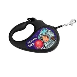 Повідець-рулетка для собак Waudog R-leash малюнок Більше космосу світловідбиваюча стрічка M