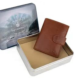 Гаманець чоловічий шкіряний Peterson PTNRM-12L-LWC маленький коричневий