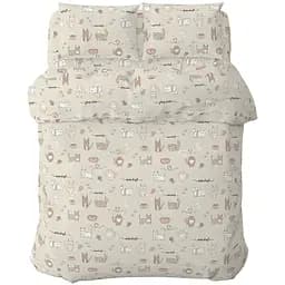 Комплект постельного белья Home Line Кошачья радость 215х143 см песчаный/розовый (175853)