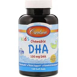 Риб'ячий жир DHA для дітей Carlson Kid's Chewable смак апельсина 120 желатинових капсул