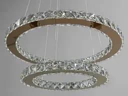 Люстра стельова LED Diasha 7206-6W/480+340G "Кришталеві кільця", 55W, 3025 лм, золото, для коридору, кухні, спальні - мініатюра 4