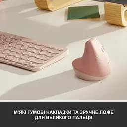 Бездротова миша Logitech Lift Vertical Ergonomic Mouse Wireless/Bluetooth Rose (910-006478) - мініатюра 2