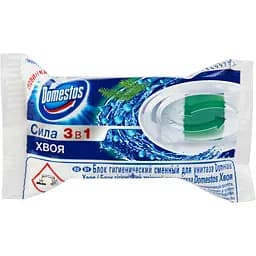 Змінний туалетний блок для унітаза Domestos Сила 3в1 Хвоя, 40 г