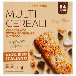 Набір батончики Cerealitalia Day By Day Екстра чорний шоколад і кокос з вітамінами та мінералами мультизерновий 126 г (6 шт. х 21 г) - мініатюра 2