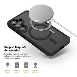 Чехол Samsung Galaxy S26 5G, Unit MagSafe, черный, прозрачный, магсейф, противоударный, магнитный, панель-накладка с поддержкой MagSafe, с поддержкой беспроводной зарядки, TPU+PC, защита всего корпуса, ударопрочный, ArmorStandart (ARM88800) - мініатюра 4