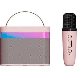 Портативна Караоке Система Дитяча KTV К13 Bluetooth Колонка + Мікрофон + LED Підсвічування Рожева (737)