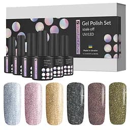 Світловідбиваючі гель-лаки для нігтів Reglance "Sparkling Diamond", 7.5 мл