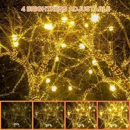 THKFUL 100M 800LED Різдвяні казкові вогні Відкритий Plug, Довгі різдвяні вогні Crystal з дистанційним таймером, Садові гірлянди - мініатюра 5