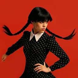 Перука для косплею чубчик і косички в стилі 'Венсдей Аддамс' 65 см Брюнет