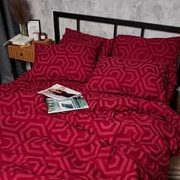 Комплект постільної білизни Moon&Star Бязь Gold Люкс Burgundy Charm двоспальний 175х210 наволочки 4х50х70 - мініатюра 7