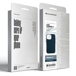 Карбоновый чехол для Apple iPhone 17, LikeCarbon2 MagCase, синий, тонкий защитный чехол-панель из поликарбоната с магнитами N52, MagSafe, противоударный, совместим с беспроводной зарядкой, приподнятые края для защиты камеры, ArmorStandart (ARM88613) - мініатюра 8