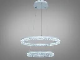 Підвісна LED-люстра Diasha MD78200/600+400WH, біла, 2 світлових кільця, Ø60 см, 85 W