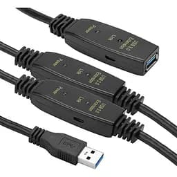 Кабель PowerPlant USB 3.0 AM - AF, 20 м черний (CA912865)