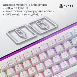 Клавіатура Ajazz NK68 Red Switch USB UA White (NK68-R-W) - мініатюра 7