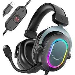 Наушники Fifine гарнитура накладные H6 с подсветкой разноцветной черные