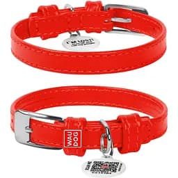 Нашийник для собак Waudog Glamour шкіряний з QR паспортом, без прикрас, XS, Ш 12 мм, Дов 21-29 см (4820152560704)