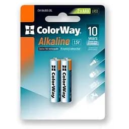 Батарейка AAA (LR03), щелочная, СolorWay Alkaline Power, 2 шт, 1.5V, Blister (CW-BALR03-2BL)
