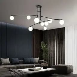 Люстра підвісна в чорному каркасі Aure - сучасна, Арт. SGJ 8 9 BK Line F