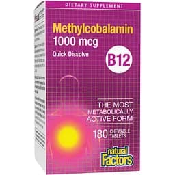 Вітаміни Natural Factors B12 Methylcobalamin 1000 мкг 180 пігулок