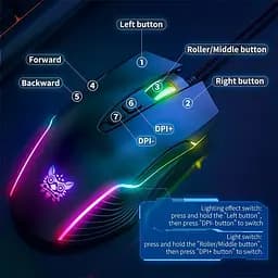 Миша Onikuma Gaming CW905 рожева дротова з підсвіткою - мініатюра 5