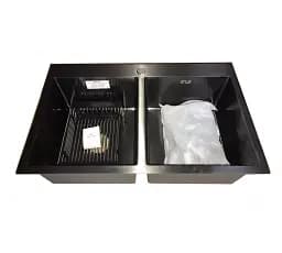 Мийка кухонна Kraft Handmade HS7848-20 подвійна + кошик 780х480х230х3 мм Чорний 30412