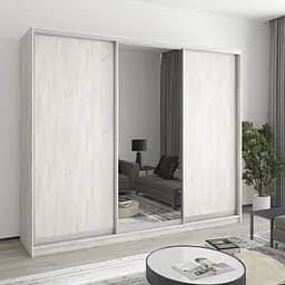 Шафа-купе тридверна MebelStar Комбо AL 2ДСП/Дзеркало 250x45x210 см Аляска сірий (MBS-3237)