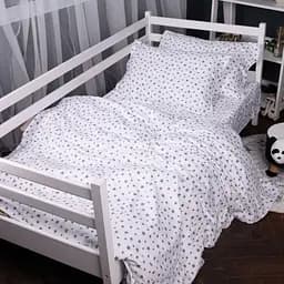 Комплект постельного белья MirSon Фланель 016 White Stars белый с серым семейным (2200009652158)