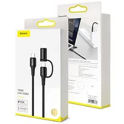 Кабель Baseus Twins Cable Type-C to Type-C\Lightning 60W 3A 1m CATLYW-H01 Black - мініатюра 2
