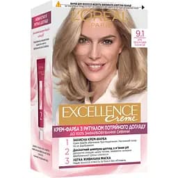 Стійка крем-фарба для волосся L'Oreal Paris Excellence Creme відтінок 9.1 дуже світло-русявий попелястий 192 мл