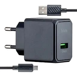 Сетевое зарядное устройство Hoco CS12A Ocean single port QC3.0 charger set (Micro) (EU) Черный