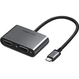 Хаб Usb Ugreen CM162, черный, Type-C 3.1 - 1xType-C (100 Вт) / 1xUsb 3.0 / HDMI 4K / VGA, кабель 25 см (50505)