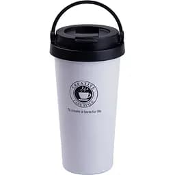 Термочашка Creative Cafe Style 500 мл з ручкою, білий Happy Life HPGM501W