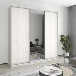 Шкаф-купе трехдверный MebelStar Стандарт AL 2ДСП/Зеркало 230x60x240 см Аляска серый (MBS-1857)