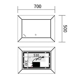 Дзеркало Mixxus Premium CUBIC MR14-70x50-REVERSE (LED Touch, Anti-fog) (MP6647) - мініатюра 5