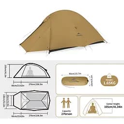 Намет двомісний Naturehike Cloud Up Pro CNK2350WS020, коричневий - мініатюра 4