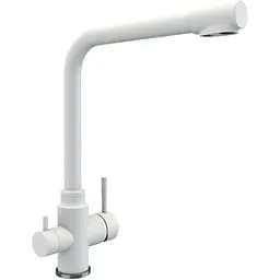 Змішувач під фільтр Platinum KT 8201 (8626) поворотний двоважільний з нержавіючої сталі білосніжний