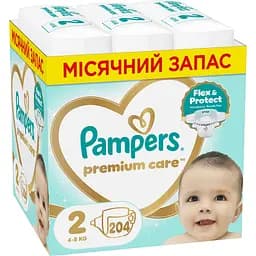 Подгузники Pampers Premium Care Размер 2 (4-8 кг) 204 шт.