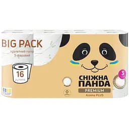 Тришаровий туалетний папір Сніжна панда Premium Aroma Plus 16 рулонів