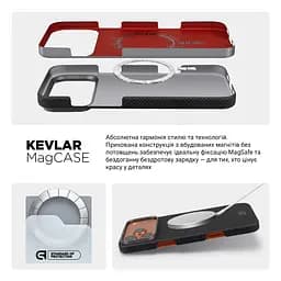 Защитный чехол для Apple iPhone 17 Pro, BlackIcon Kevlar MagCase, кевларовый, черный, панель, накладка с поддержкой MagSafe, противоударный, защита всего корпуса, усиленные углы, совместим с беспроводной зарядкой, ArmorStandart (ARM88529) - мініатюра 8