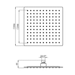 Верхній душ Kroner KRP Edelstahl Kubus - ESG704-25 CV022954, Хром матовый - мініатюра 2