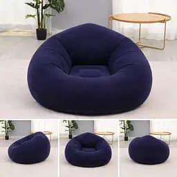 Надувне крісло-пуф Inflatable Sofa / Надувне крісло-мішок 110х110х85 см Темно-синій - мініатюра 2