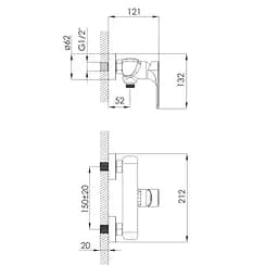 Змішувач для душу Imprese Lednice хром f03307901BA Хром - мініатюра 2