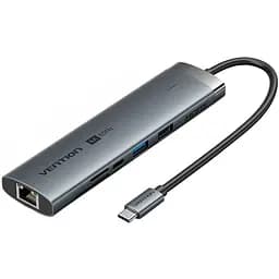 Док-станція USB3.2 Type-C - HDMI 60Hz/USB 3.0x2/RJ45/SD/TF/3.5mm/PD 100W Hub 9-in-1 Vention (TGVHB)