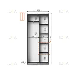 Шафа-купе Idea серія 10 90 x 45 x 210 см Антрацит - мініатюра 2