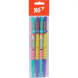 Набор шариковых ручек Yes Hey Helly автоматических 0.7 мм 4 шт. синий (450213)