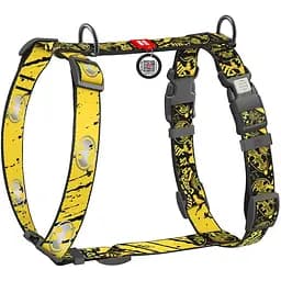 Шлея для собак Waudog Nylon анатомічна H-подібна з QR-паспортом, світловідбивна, малюнок "Бетмен Ескіз", пластиковий фастекс, М