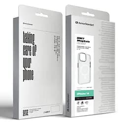 Чехол Apple iPhone 14, Unit MagSafe, белый, прозрачный, магсейф, противоударный, магнитный, панель-накладка с поддержкой MagSafe, с поддержкой беспроводной зарядки, TPU+PC, защита всего корпуса, ударопрочный, ArmorStandart (ARM70462) - мініатюра 6