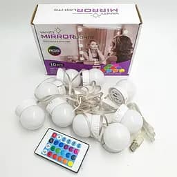 Підсвічування для дзеркала XO NO378 RGB з регулюванням яскравості 10 ламп пульт для зміни кольорів - мініатюра 4