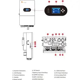 Гібридний сонячний інвертор FelicityESS IVGM20KLP3G1 48V [162201] - мініатюра 4